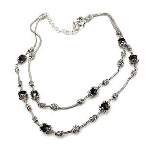 Brighton 2-strand silver-plated Beaded Necklace, 18” length, lobster clasp